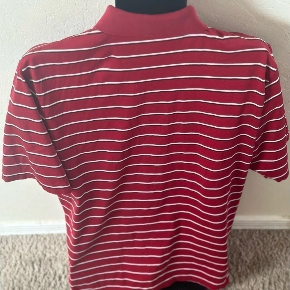 Men’s pre own as is Ralph Lauren polo golf shirt red white stripe shirt size M